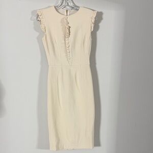 Chic Cream Ruffle Midi Dress